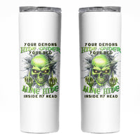 Thunder Skull Skinny Tumbler The Demon Hide Under Your Bed Mine Hide Inside My Head - Wonder Print Shop