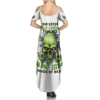 Thunder Skull Summer Maxi Dress The Demon Hide Under Your Bed Mine Hide Inside My Head - Wonder Print Shop