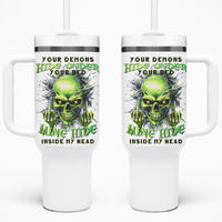 Thunder Skull Tumbler With Handle The Demon Hide Under Your Bed Mine Hide Inside My Head - Wonder Print Shop