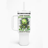 Thunder Skull Tumbler With Handle The Demon Hide Under Your Bed Mine Hide Inside My Head - Wonder Print Shop