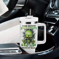 Thunder Skull Tumbler With Handle The Demon Hide Under Your Bed Mine Hide Inside My Head - Wonder Print Shop