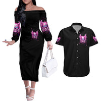 Angel Skull Couples Matching Off The Shoulder Long Sleeve Dress and Hawaiian Shirt The Good Girl In Me Got Tired Of The Bullshit - Wonder Print Shop