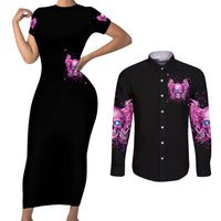 Angel Skull Couples Matching Short Sleeve Bodycon Dress and Long Sleeve Button Shirt The Good Girl In Me Got Tired Of The Bullshit - Wonder Print Shop