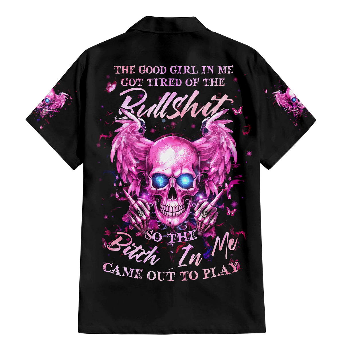 Angel Skull Family Matching Mermaid Dress and Hawaiian Shirt The Good Girl In Me Got Tired Of The Bullshit - Wonder Print Shop