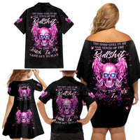 Angel Skull Family Matching Off Shoulder Short Dress and Hawaiian Shirt The Good Girl In Me Got Tired Of The Bullshit - Wonder Print Shop
