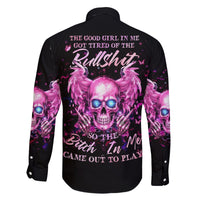 Angel Skull Family Matching Off Shoulder Short Dress and Hawaiian Shirt The Good Girl In Me Got Tired Of The Bullshit - Wonder Print Shop