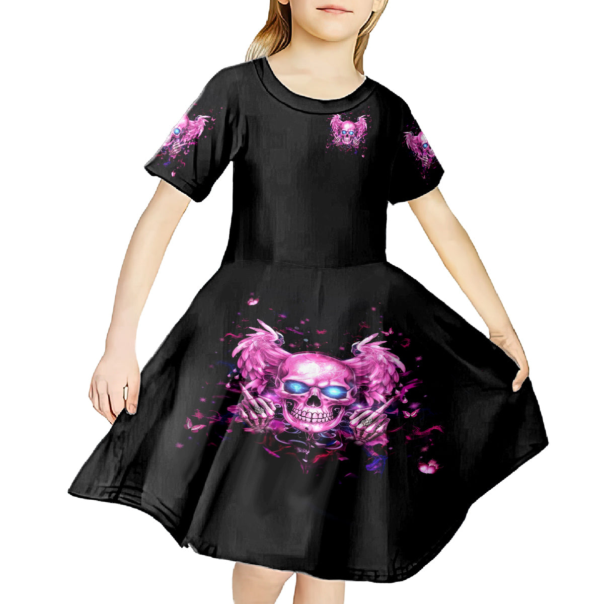 Angel Skull Kid Short Sleeve Dress The Good Girl In Me Got Tired Of The Bullshit - Wonder Print Shop