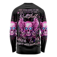 Angel Skull Long Sleeve Shirt The Good Girl In Me Got Tired Of The Bullshit - Wonder Print Shop