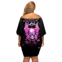 Angel Skull Off Shoulder Short Dress The Good Girl In Me Got Tired Of The Bullshit - Wonder Print Shop