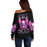 Angel Skull Off Shoulder Sweater The Good Girl In Me Got Tired Of The Bullshit - Wonder Print Shop