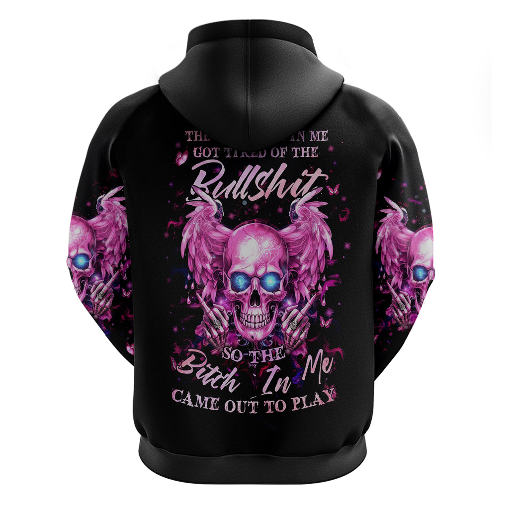 Angel Skull Zip Hoodie The Good Girl In Me Got Tired Of The Bullshit - Wonder Print Shop