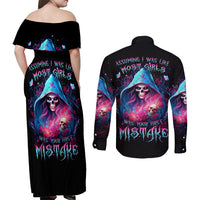 Witch Skull Couples Matching Off Shoulder Maxi Dress and Long Sleeve Button Shirt Assuming Was Like Most Girls Was Your First Mistake - Wonder Print Shop