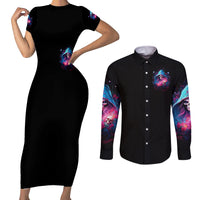 Witch Skull Couples Matching Short Sleeve Bodycon Dress and Long Sleeve Button Shirt Assuming Was Like Most Girls Was Your First Mistake - Wonder Print Shop