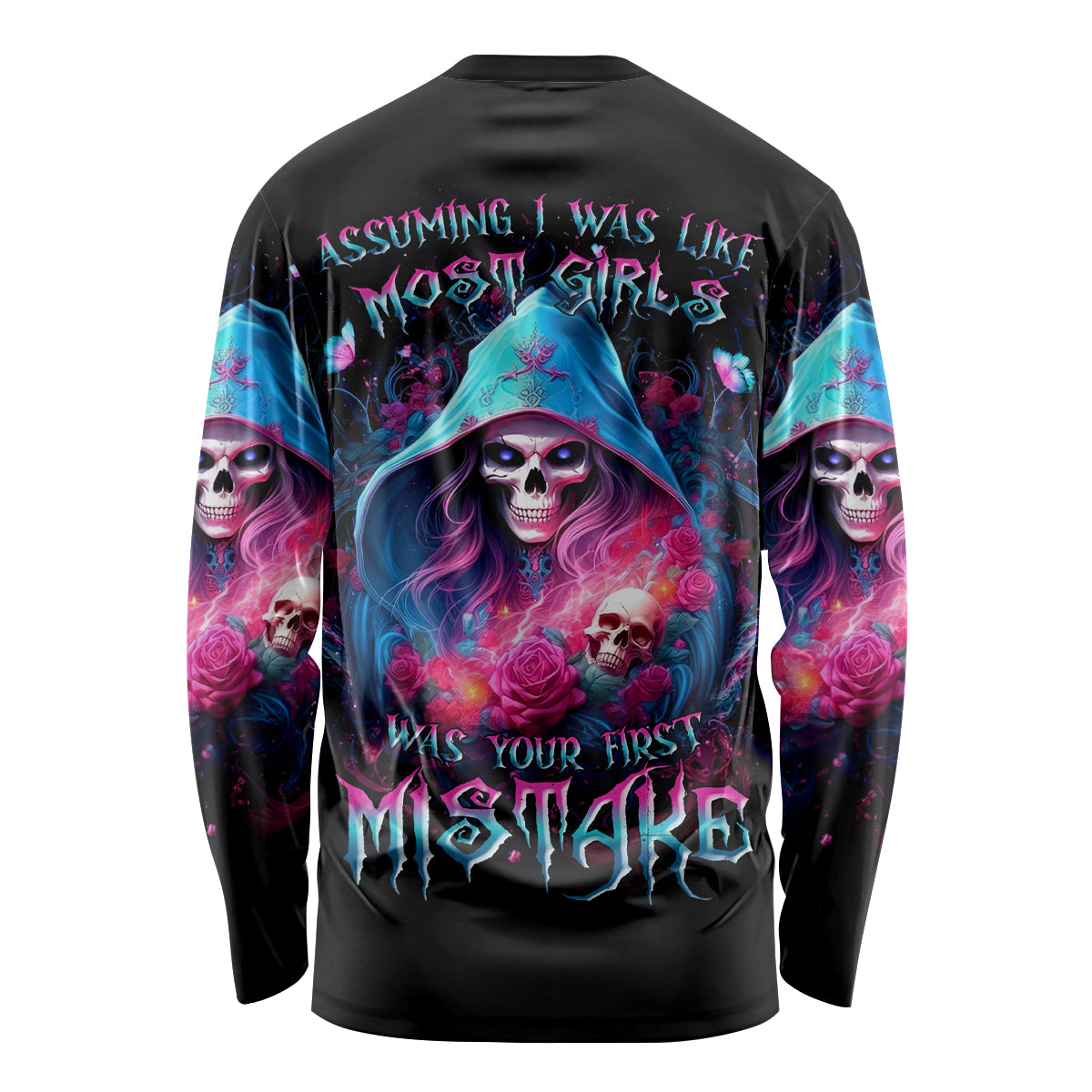 Witch Skull Long Sleeve Shirt Assuming Was Like Most Girls Was Your First Mistake - Wonder Print Shop