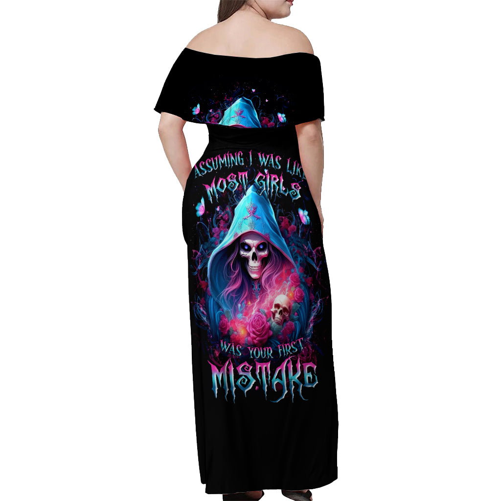 Witch Skull Off Shoulder Maxi Dress Assuming Was Like Most Girls Was Your First Mistake - Wonder Print Shop