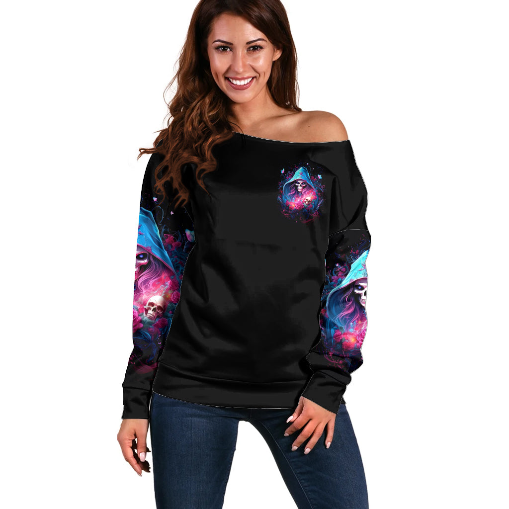 Witch Skull Off Shoulder Sweater Assuming Was Like Most Girls Was Your First Mistake - Wonder Print Shop