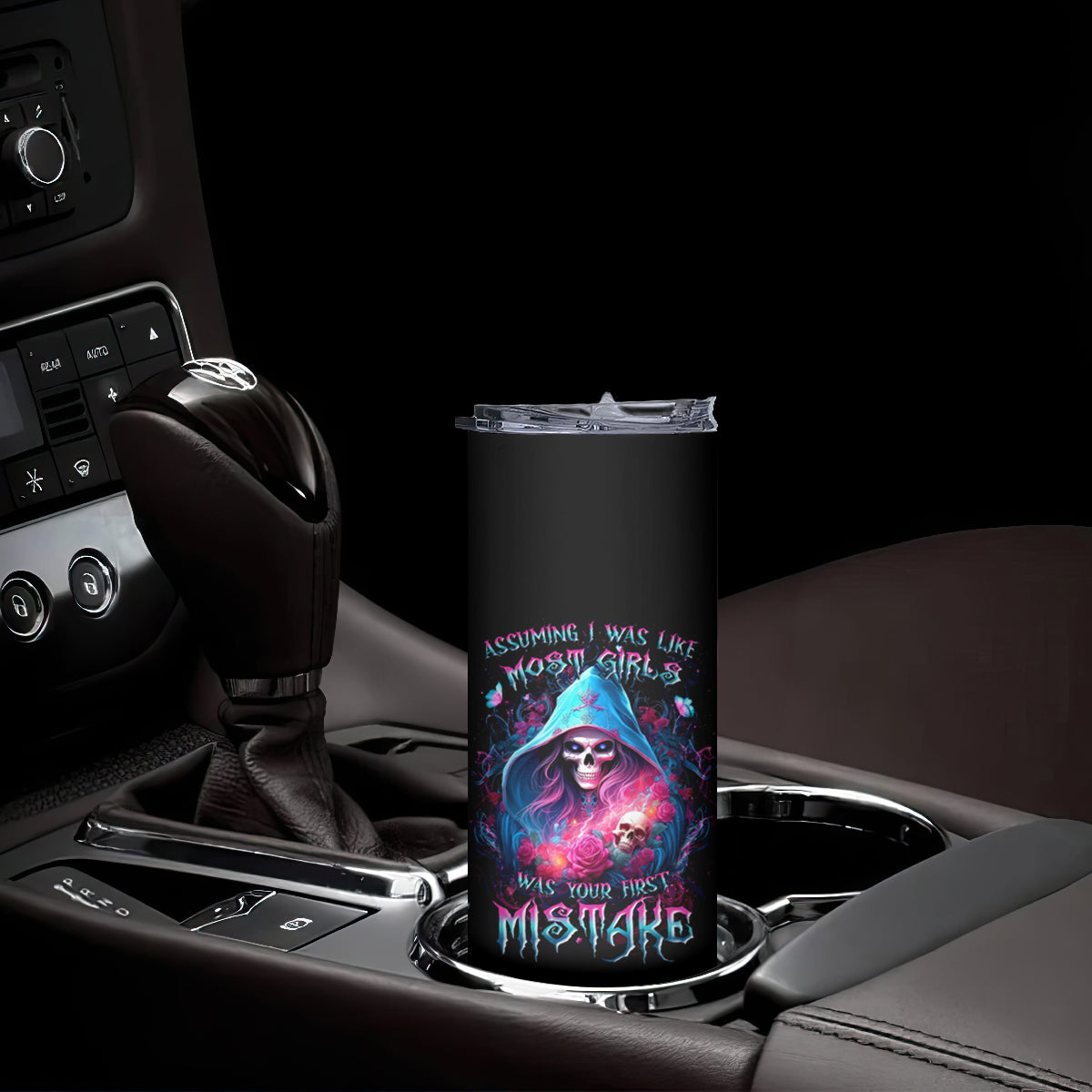 Witch Skull Skinny Tumbler Assuming Was Like Most Girls Was Your First Mistake - Wonder Print Shop
