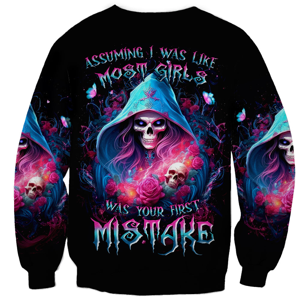 Witch Skull Sweatshirt Assuming Was Like Most Girls Was Your First Mistake - Wonder Print Shop