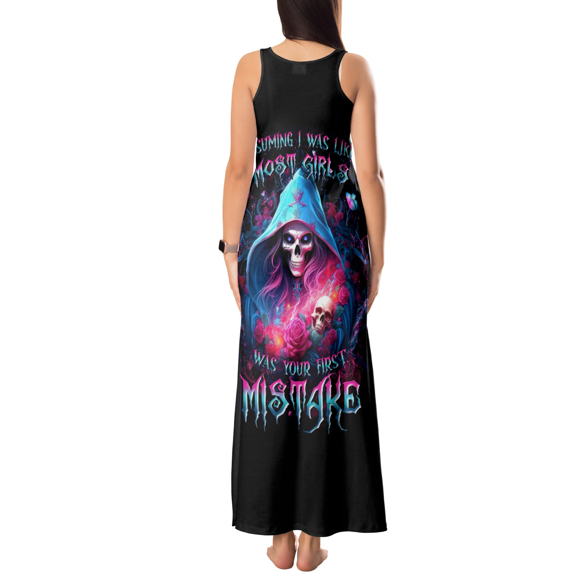 Witch Skull Tank Maxi Dress Assuming Was Like Most Girls Was Your First Mistake - Wonder Print Shop
