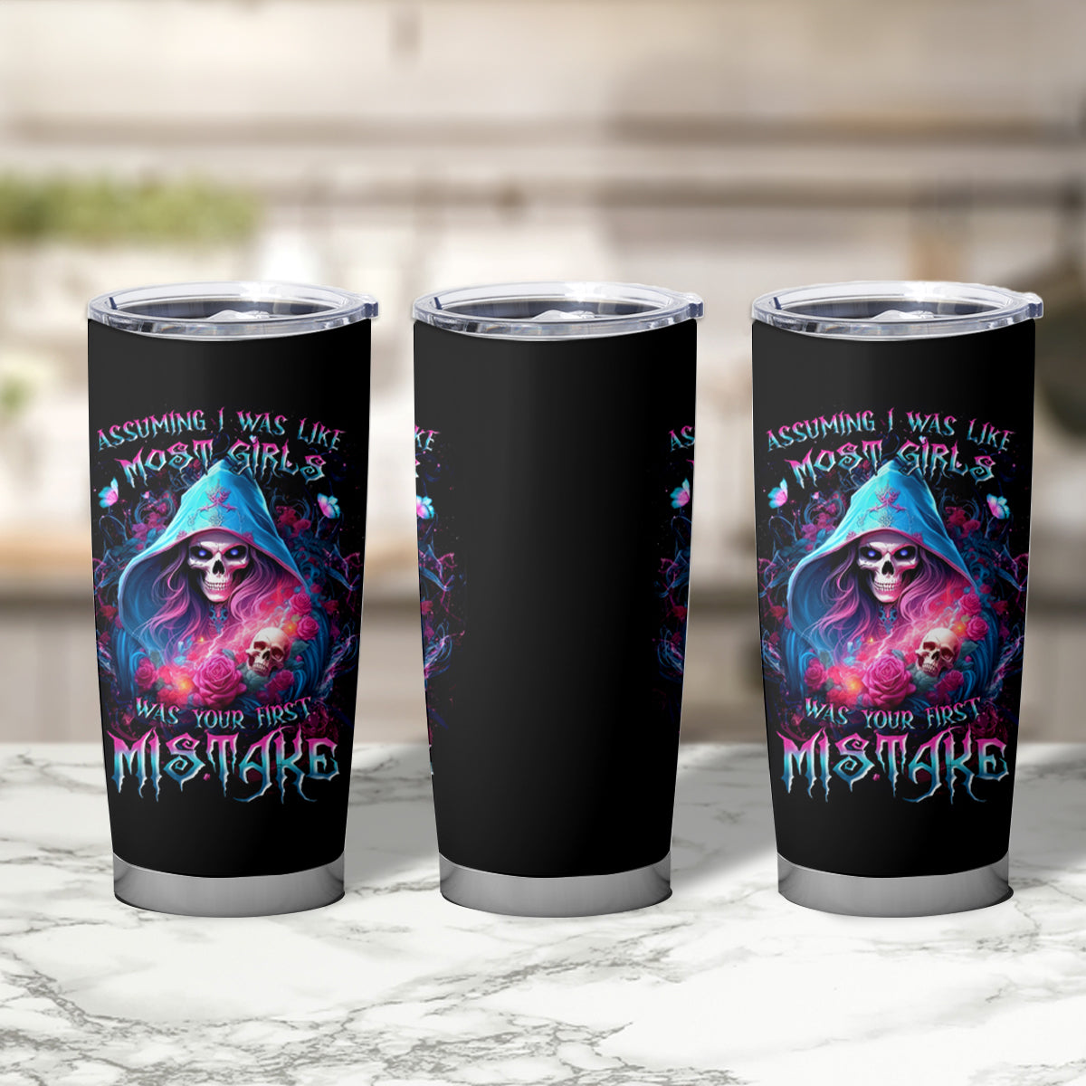 Witch Skull Tumbler Cup Assuming Was Like Most Girls Was Your First Mistake - Wonder Print Shop