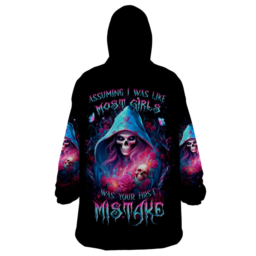 Witch Skull Wearable Blanket Hoodie Assuming Was Like Most Girls Was Your First Mistake - Wonder Print Shop