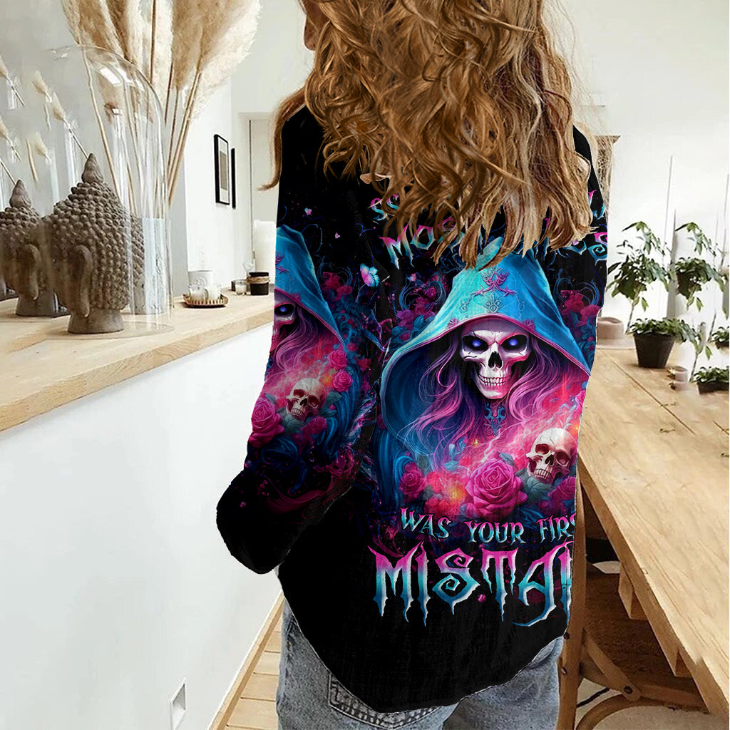 Witch Skull Women Casual Shirt Assuming Was Like Most Girls Was Your First Mistake - Wonder Print Shop