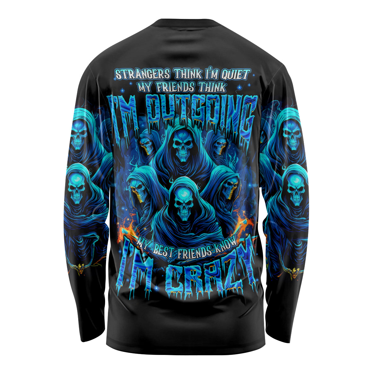 Witch Skull Long Sleeve Shirt Stranger Think I'm Quiet My Best Friends Know I'm Crazy - Wonder Print Shop