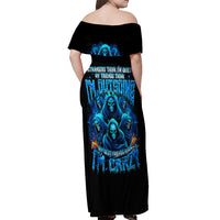 Witch Skull Off Shoulder Maxi Dress Stranger Think I'm Quiet My Best Friends Know I'm Crazy - Wonder Print Shop