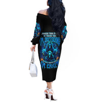Witch Skull Off The Shoulder Long Sleeve Dress Stranger Think I'm Quiet My Best Friends Know I'm Crazy - Wonder Print Shop