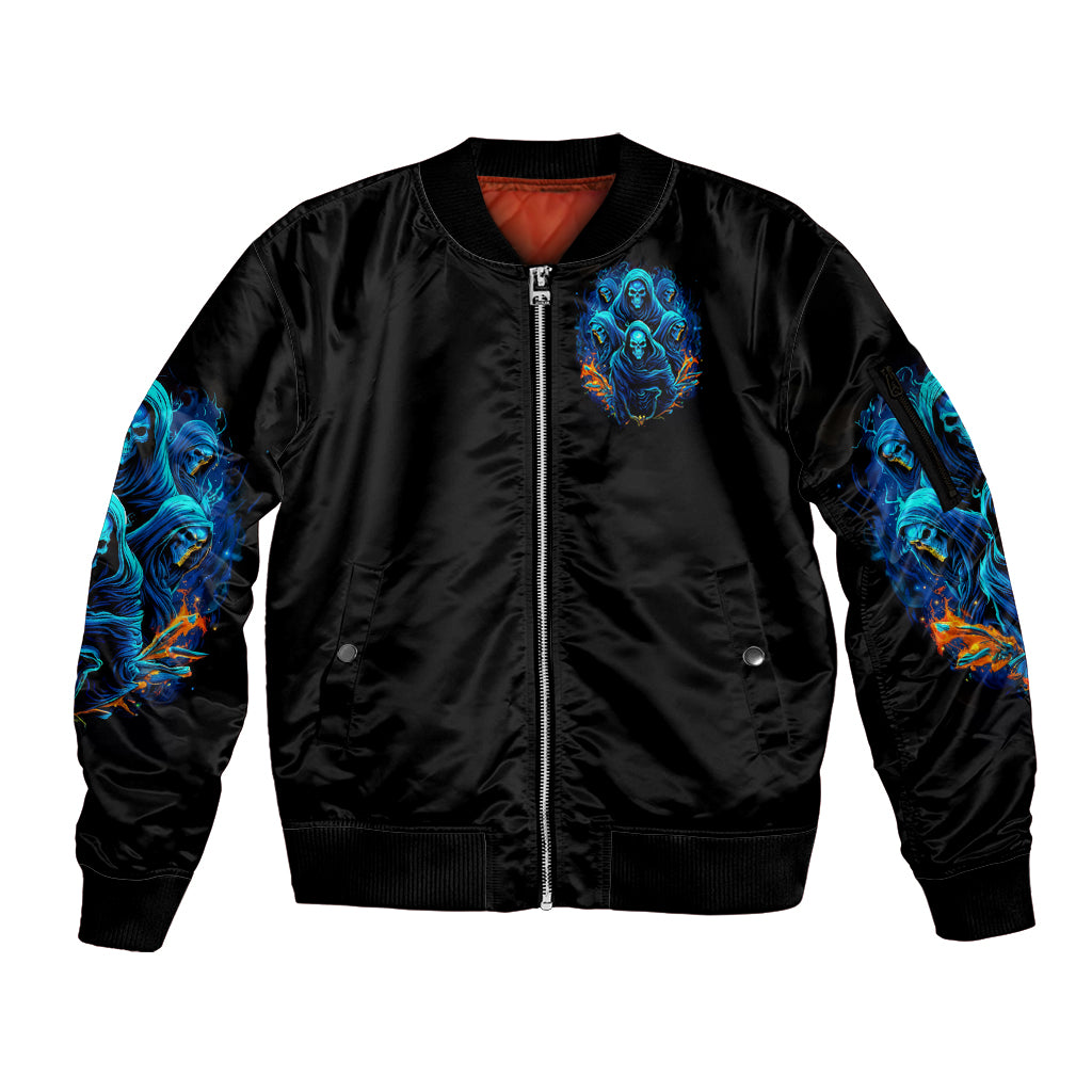Witch Skull Sleeve Zip Bomber Jacket Stranger Think I'm Quiet My Best Friends Know I'm Crazy - Wonder Print Shop