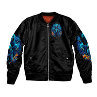 Witch Skull Sleeve Zip Bomber Jacket Stranger Think I'm Quiet My Best Friends Know I'm Crazy - Wonder Print Shop