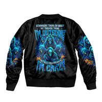 Witch Skull Sleeve Zip Bomber Jacket Stranger Think I'm Quiet My Best Friends Know I'm Crazy - Wonder Print Shop