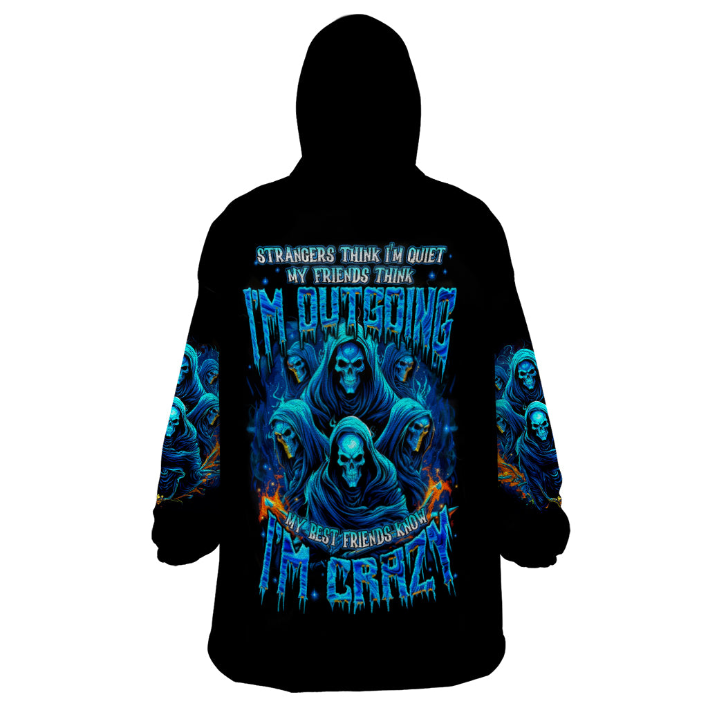 Witch Skull Wearable Blanket Hoodie Stranger Think I'm Quiet My Best Friends Know I'm Crazy - Wonder Print Shop