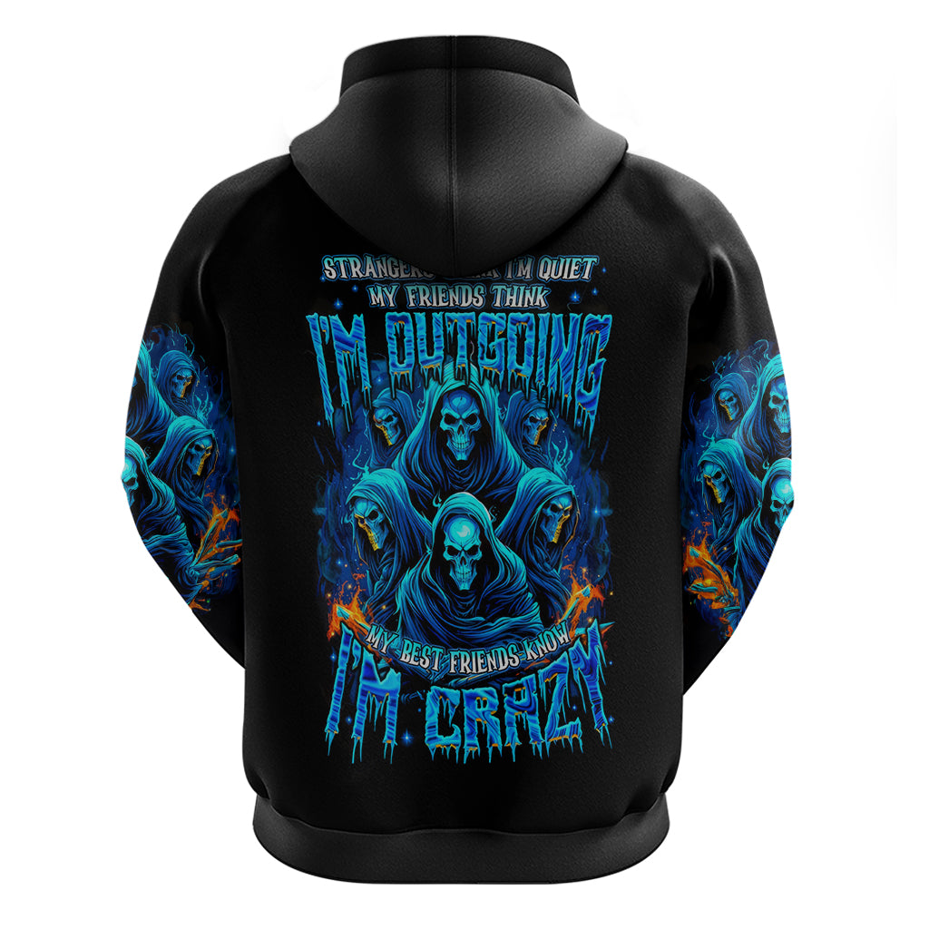 Witch Skull Zip Hoodie Stranger Think I'm Quiet My Best Friends Know I'm Crazy - Wonder Print Shop