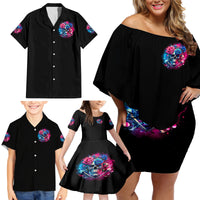 Rose SKull Family Matching Off Shoulder Short Dress and Hawaiian Shirt Sorry Honey Sarcasm Falls Out Of My Mouth Just Like Stupid Fall From Your - Wonder Print Shop