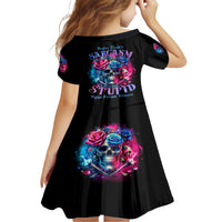 Rose SKull Family Matching Short Sleeve Bodycon Dress and Hawaiian Shirt Sorry Honey Sarcasm Falls Out Of My Mouth Just Like Stupid Fall From Your - Wonder Print Shop