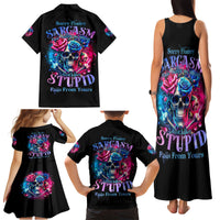 Rose SKull Family Matching Tank Maxi Dress and Hawaiian Shirt Sorry Honey Sarcasm Falls Out Of My Mouth Just Like Stupid Fall From Your - Wonder Print Shop