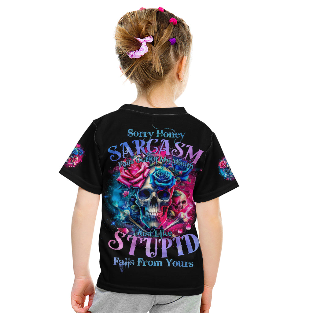 Rose SKull Kid T Shirt Sorry Honey Sarcasm Falls Out Of My Mouth Just Like Stupid Fall From Your - Wonder Print Shop