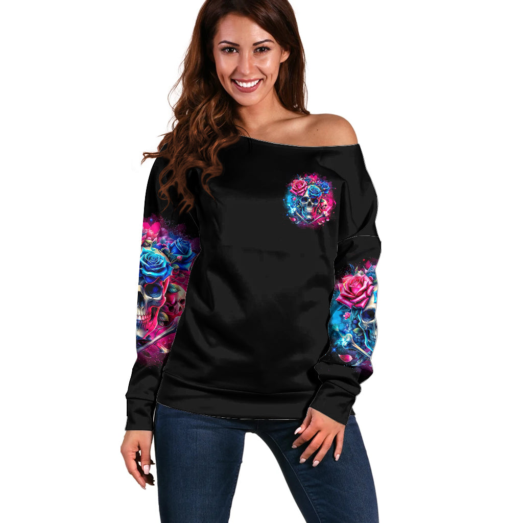 Rose SKull Off Shoulder Sweater Sorry Honey Sarcasm Falls Out Of My Mouth Just Like Stupid Fall From Your - Wonder Print Shop
