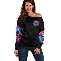 Rose SKull Off Shoulder Sweater Sorry Honey Sarcasm Falls Out Of My Mouth Just Like Stupid Fall From Your - Wonder Print Shop