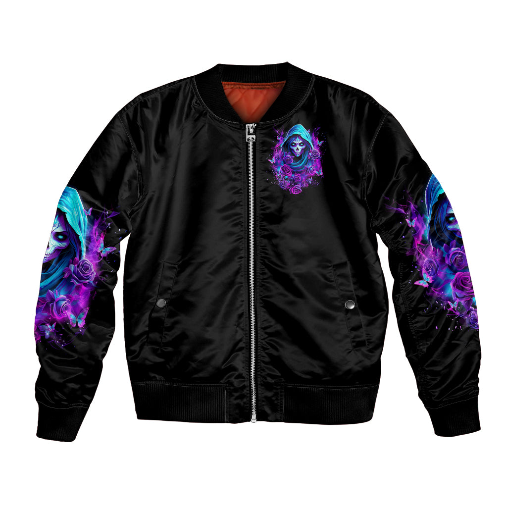 Witch Skull Bomber Jacket I Hold A Beast An Angel And Crazy Lady In Me - Wonder Print Shop