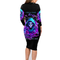 Witch Skull Family Matching Long Sleeve Bodycon Dress and Hawaiian Shirt I Hold A Beast An Angel And Crazy Lady In Me - Wonder Print Shop