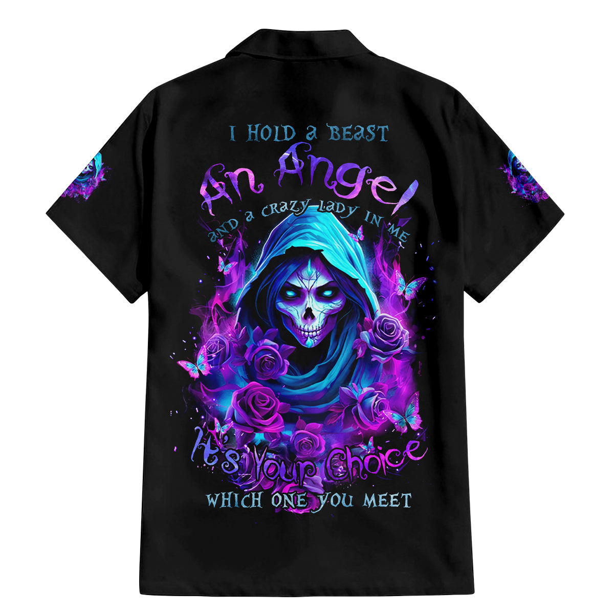Witch Skull Family Matching Mermaid Dress and Hawaiian Shirt I Hold A Beast An Angel And Crazy Lady In Me - Wonder Print Shop