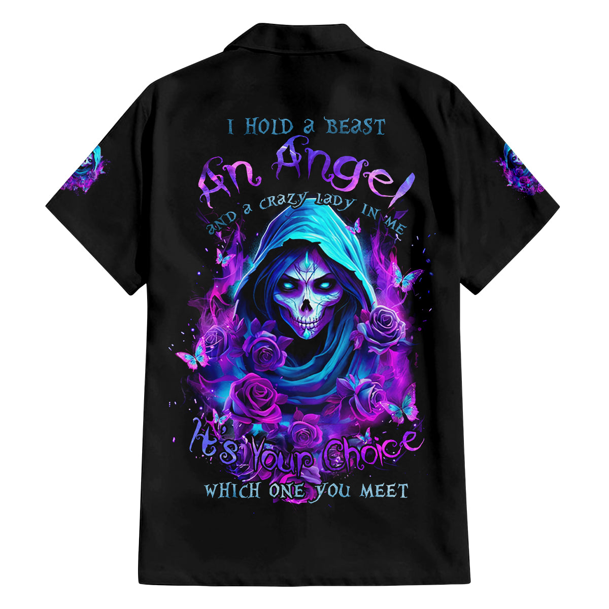 Witch Skull Family Matching Summer Maxi Dress and Hawaiian Shirt I Hold A Beast An Angel And Crazy Lady In Me - Wonder Print Shop