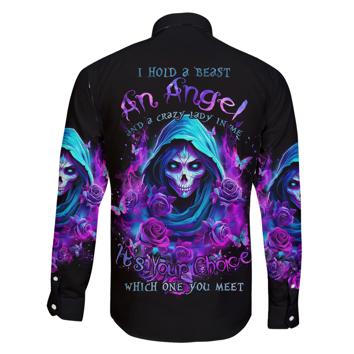 Witch Skull Family Matching Summer Maxi Dress and Hawaiian Shirt I Hold A Beast An Angel And Crazy Lady In Me - Wonder Print Shop