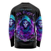 Witch Skull Long Sleeve Shirt I Hold A Beast An Angel And Crazy Lady In Me - Wonder Print Shop