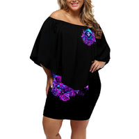 Witch Skull Off Shoulder Short Dress I Hold A Beast An Angel And Crazy Lady In Me - Wonder Print Shop