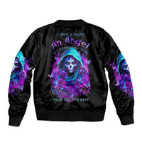 Witch Skull Sleeve Zip Bomber Jacket I Hold A Beast An Angel And Crazy Lady In Me - Wonder Print Shop
