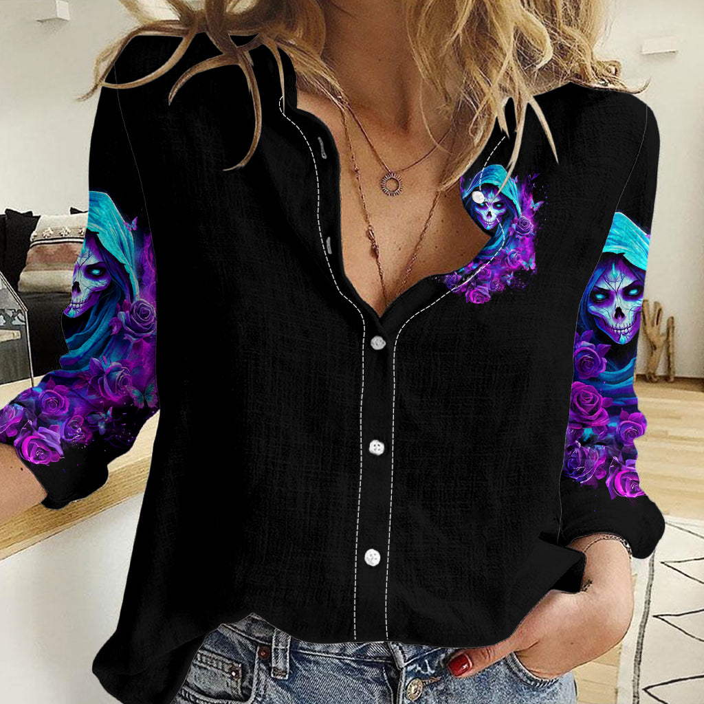 Witch Skull Women Casual Shirt I Hold A Beast An Angel And Crazy Lady In Me - Wonder Print Shop