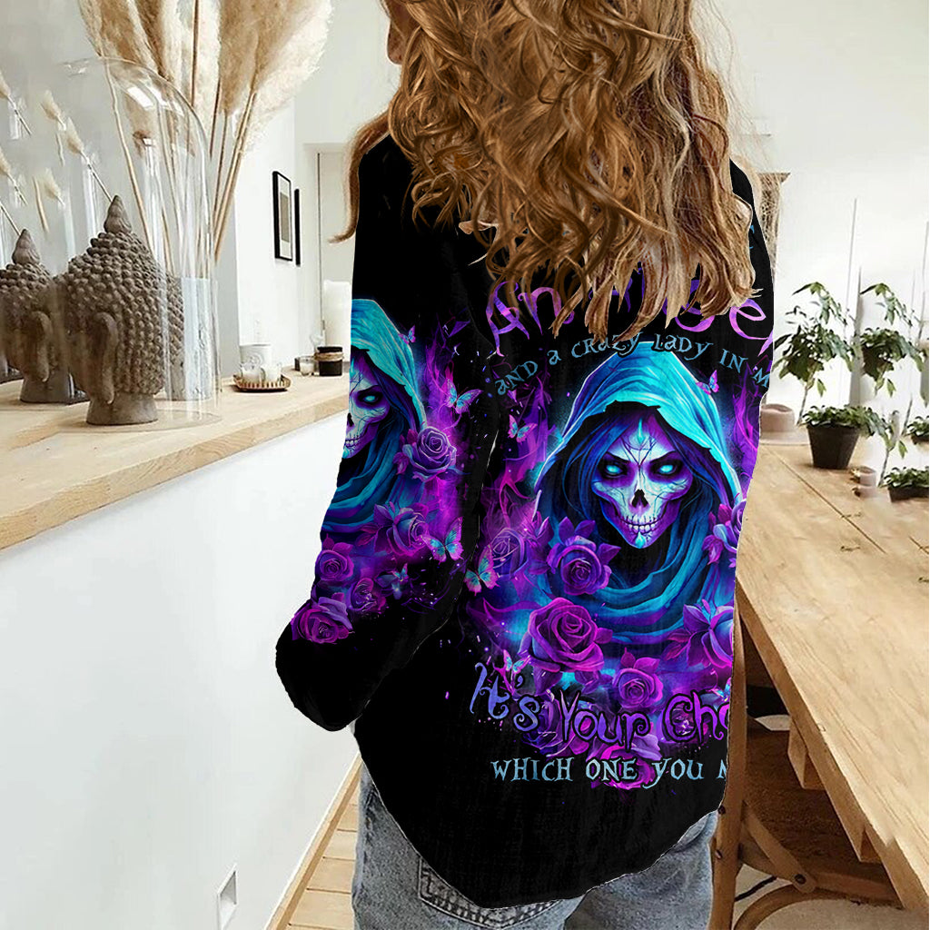 Witch Skull Women Casual Shirt I Hold A Beast An Angel And Crazy Lady In Me - Wonder Print Shop